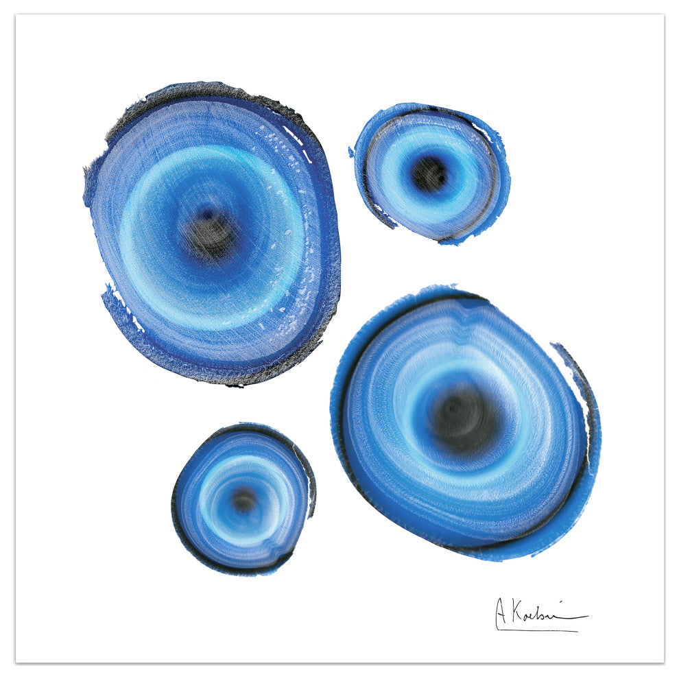 "Mineral Rings I" Abstract Wall Art Frameless Free Floating Tempered Glass Panel