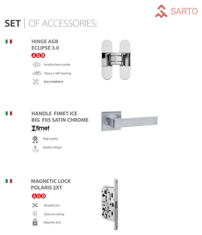 French Double Doors 60 x 84 with Frames Hardware| Planum 0010 Chocolate Ash