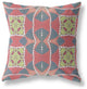 16" Red Gray Cosmic Circle Boho Suede Throw Pillow