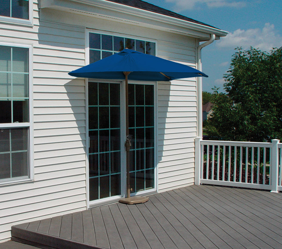 off-The-Wall Brella Half Umbrella, Blue, 9', Sunbrella Fabric