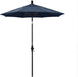7.5' Bronze Collar Tilt Lift Fiberglass Rib Aluminum Umbrella, Sunbrella, Spectrum Indigo
