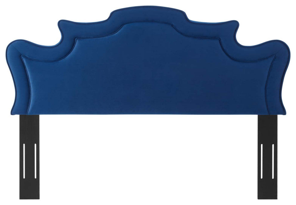 Headboard, Twin Size, Blue Navy, Velvet, French, Mid Century Guest Suite