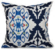 Bombay Medallion, Geometric Print Pillow, Navy Blue, 16"x16"