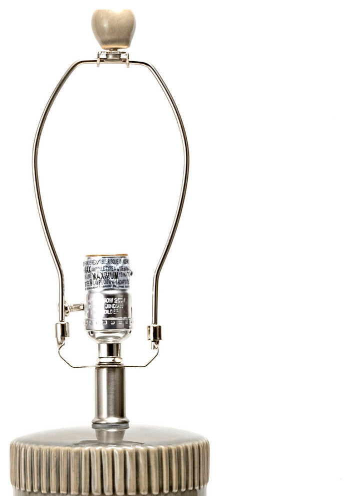 Nuloom 25" Tangela Ridged Ceramic Linen Shade Gray, On-Off Switch Table Lamp