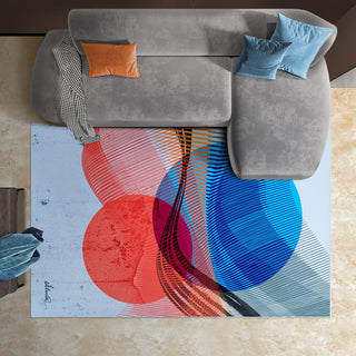 Ephemeral Sunset Circles Art Area Rug, 5'x7.5'