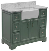 Zelda 42" Bathroom Vanity, Sage Green, Carrara Marble