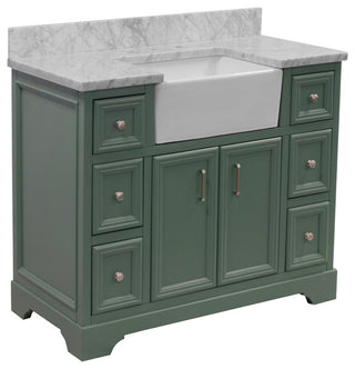 Zelda 42" Bathroom Vanity, Sage Green, Carrara Marble