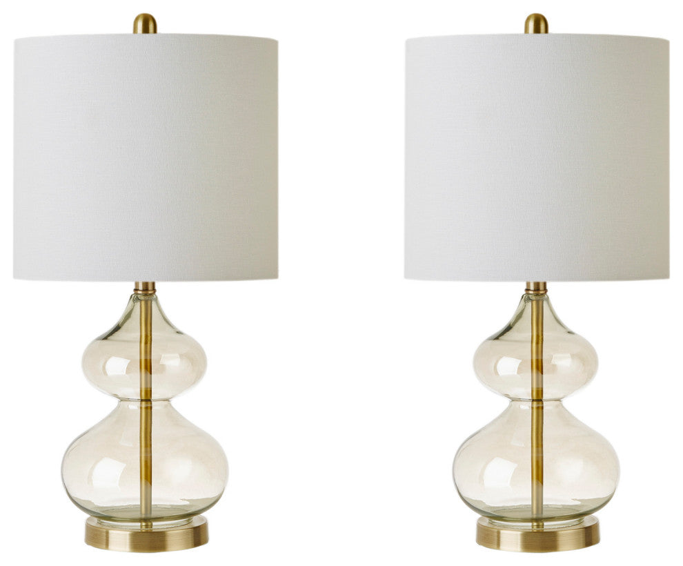 Ellipse Curved Glass Table Lamp Set of 2, Gold
