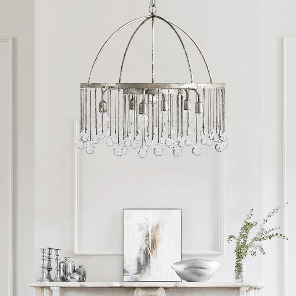 6-Light Vintage Luxe Glass Crystal Chandelier