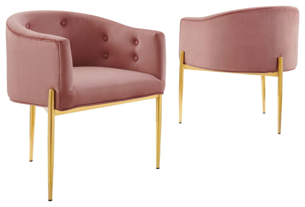 Savour Tufted Performance Velvet Accent Chairs Set of 2 Dusty Rose
