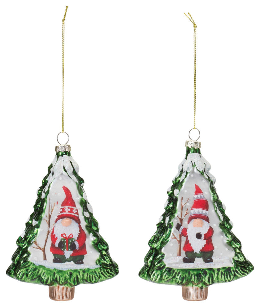 Gnome Pine Tree Ornament, 12-Piece Set