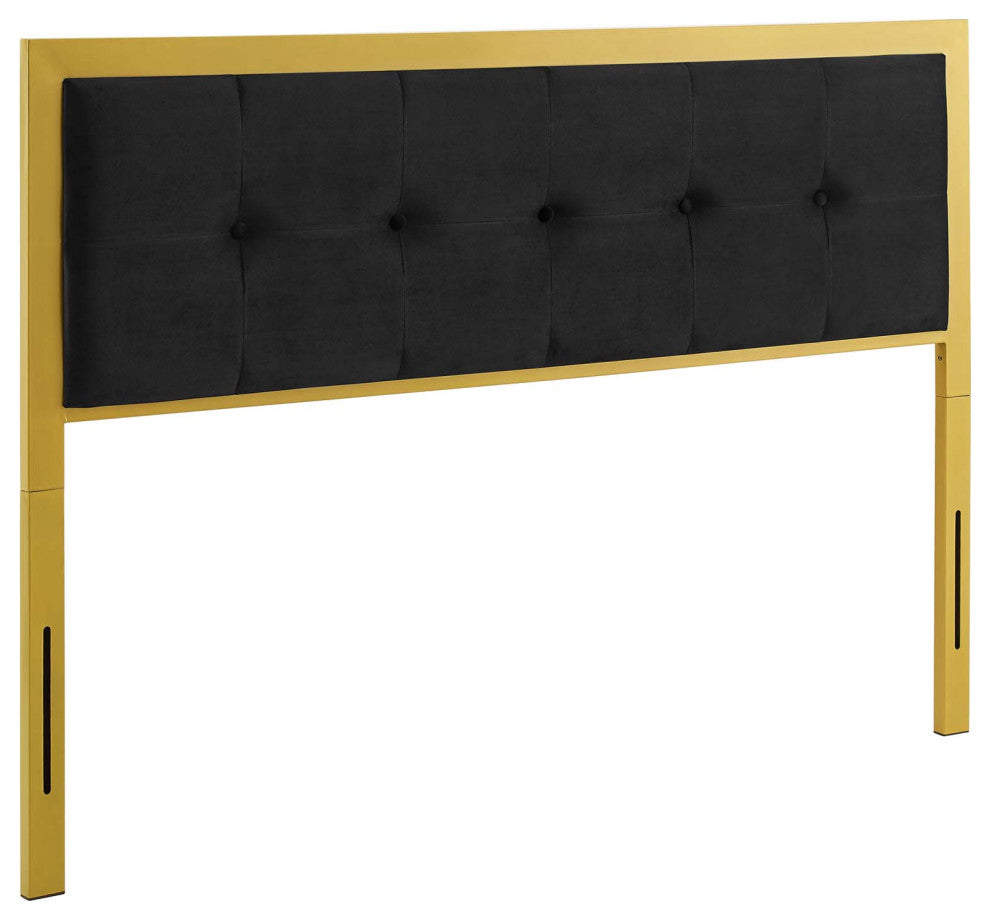 Teagan Tufted King Performance Velvet Headboard Gold Black