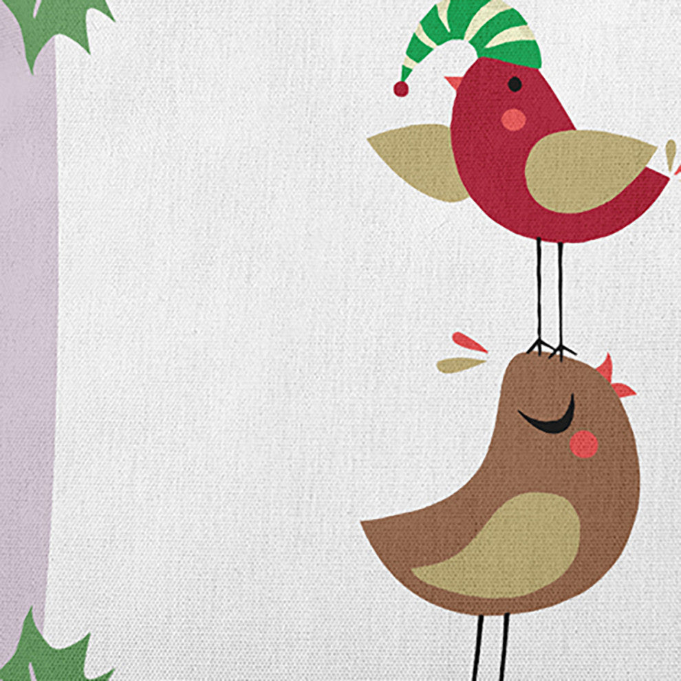 Christmas Birds Accent Pillow, Light Purple, 18"x18"