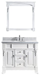 Virtu Huntshire 40" Single Bathroom Vanity, White With Marble Top, With Mirror