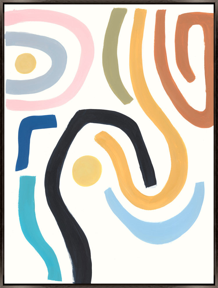 30x40 Colorful Lines I, Framed Artwork, Espresso