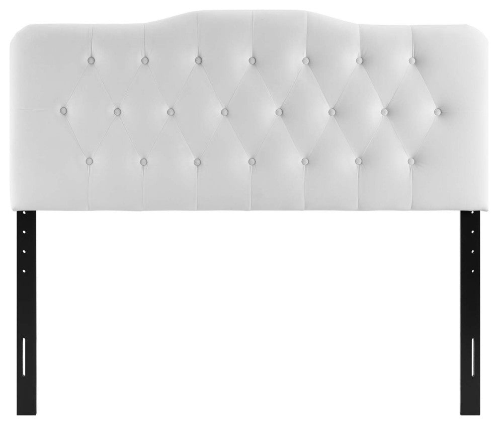 White Annabel Full Diamond Tufted Performance Velvet Headboard
