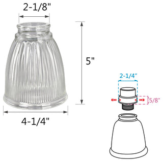 Aspen Creative 23025-4 Replacement Bell Shaped Clear Ribbed Glass Shade 4 Pack