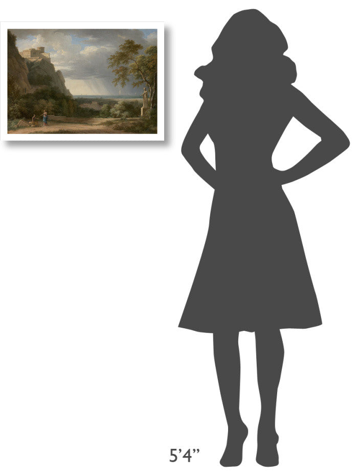 "Classical Landscape with Figures and Sculpture" Paper Art, 24"x17"