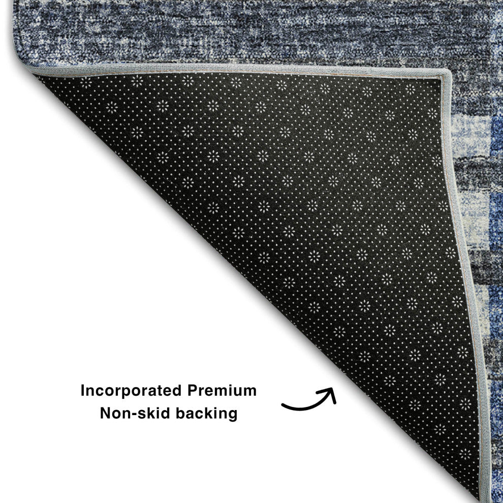 Premium Machine Washable Mayfield AMF687 Blue 8' x 8' Round Rug