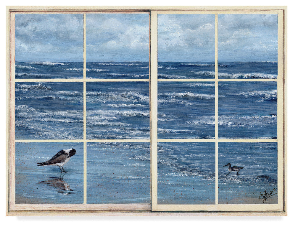 "Beach Reflections Through The Window" by Sher Sester, Canvas Art, 19"x14"