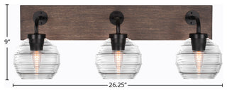 Oxbridge, Bath Bar, Matte Black & Painted Distressed Metal, 6" Clear Ribbed