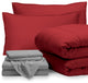 Bare Home 7-Piece Full & Full XL Bed-in-a-Bag, Red, Light Gray, Full Xl