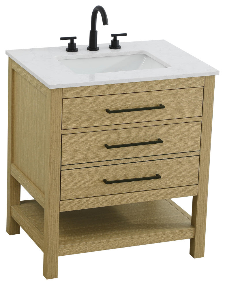 Home Living 30" Single Bathroom Vanity, Honey Brown