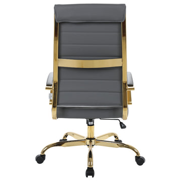 Mid-Back Leather Office Chair Adjustable Height Swivel  Conference Chair, Gray