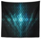 Blue Flash of Light on Radar Abstract Wall Tapestry, 92"x78"