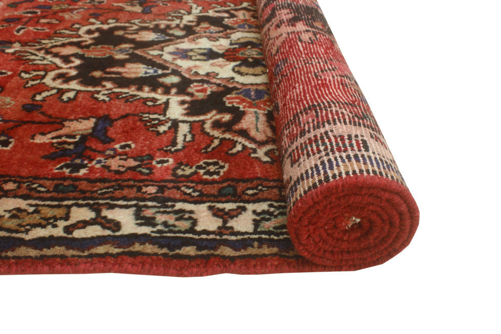 Fine Vintage Distressed Kathie Rust/Ivory Runner, 3'5x10'0