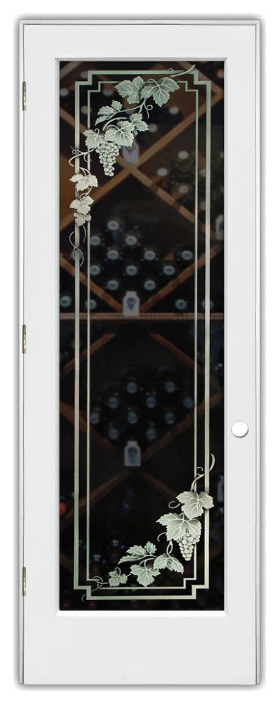Wine Door - Vineyard Grapes Cascade - Primed - 30" x 84" - Knob on Right -...