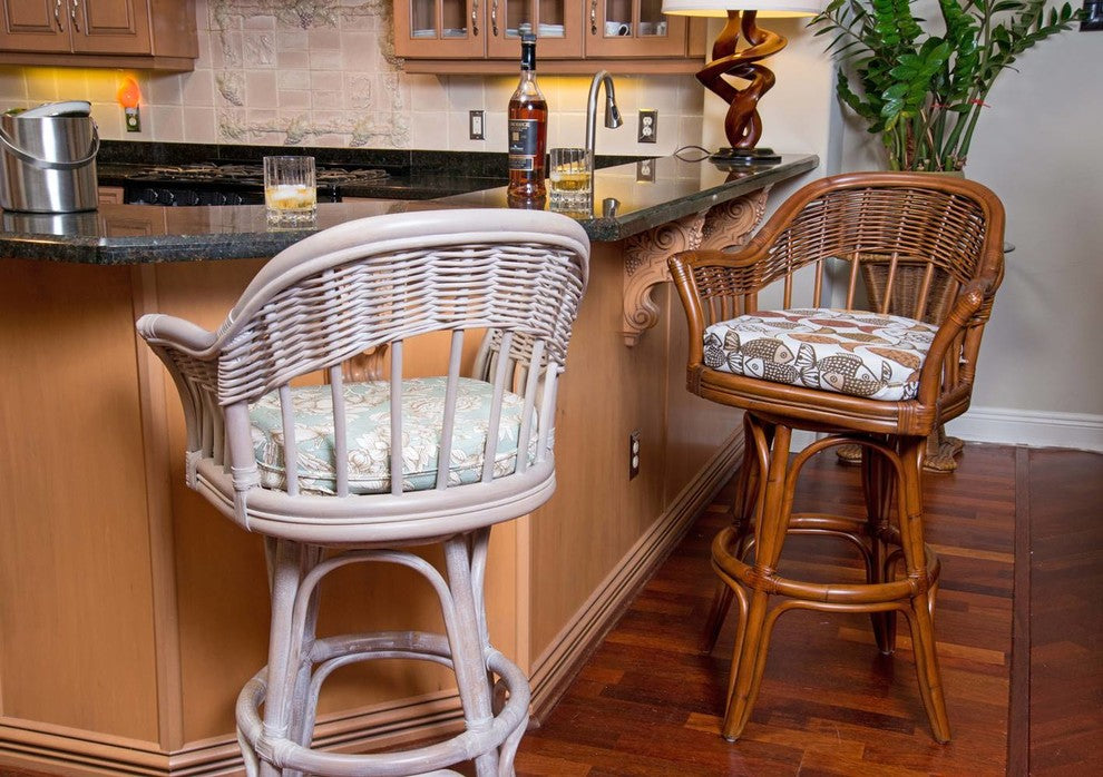 Bridgeport 30" Swivel Barstool In Rustic Driftwood With Timo Denim