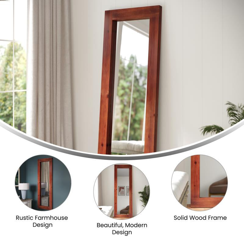 Graham 22x65 Full Length Mirror, Wall Mounted or Wall Leaning, Solid Wood Frame, Dark Brown