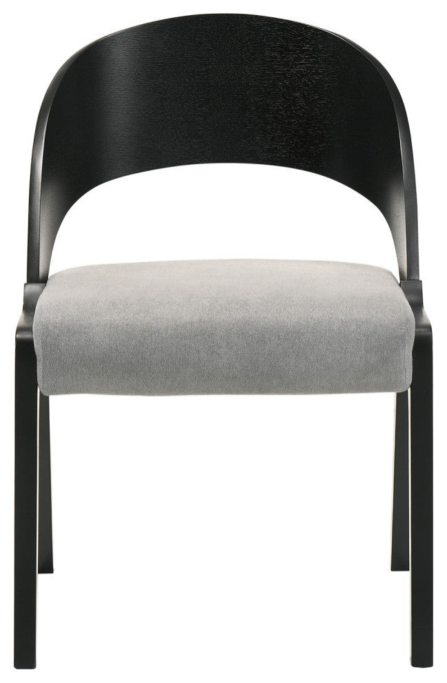 Polly Dining Accent Chairs, Black Finish and Gray Fabric, Set of 2