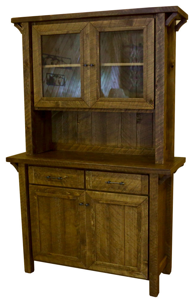 Barnwood Style Timber Peg Buffet Hutch, Woodland Smoke
