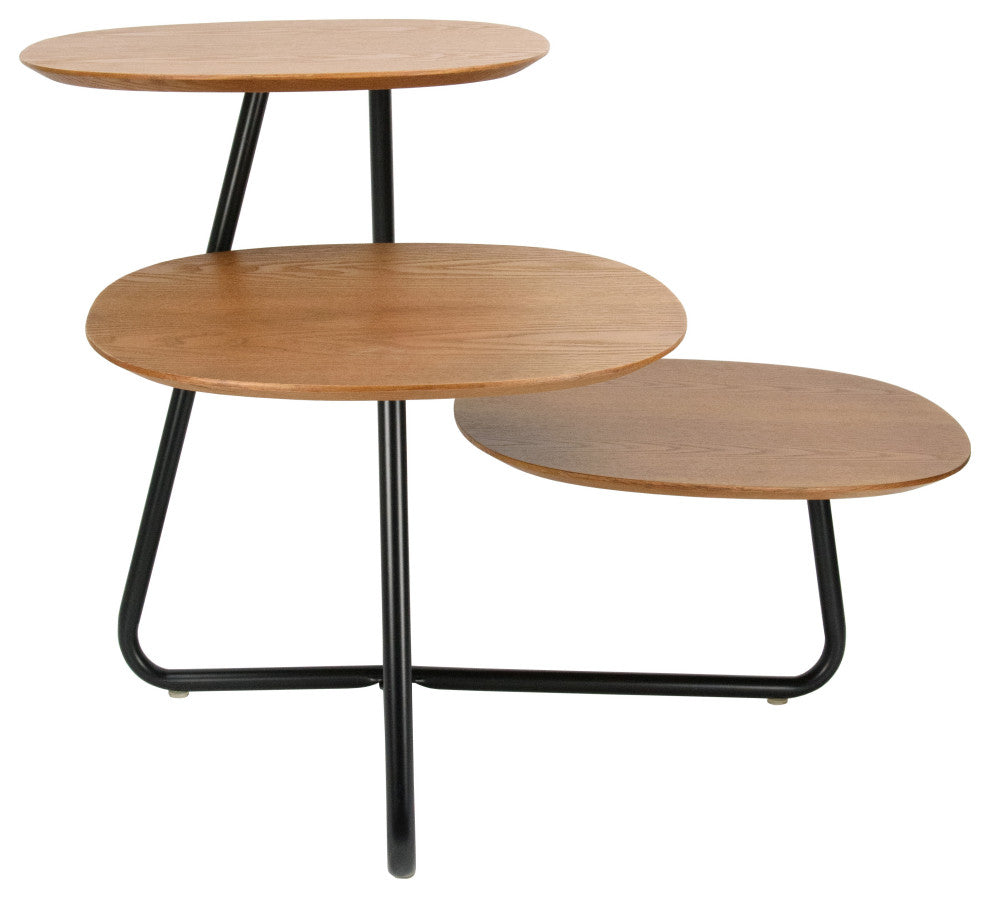 LeisureMod Hazelton End Table Manufactured Wood Top and Steel Base, Walnut