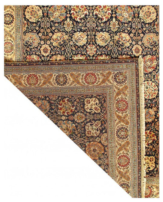 Black Color Fine Hand Knotted Agra Rug 9'1''x12'