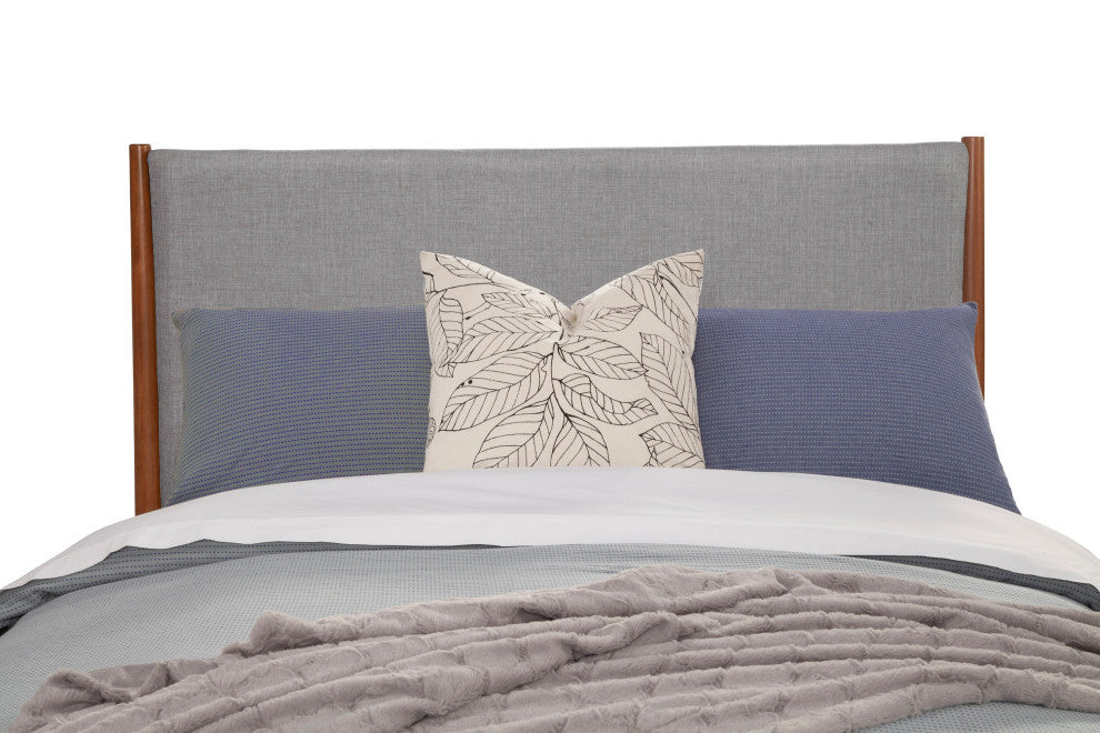 Flynn Mid Century Modern Two Tone California King Panel Bed, Acorn/Grey