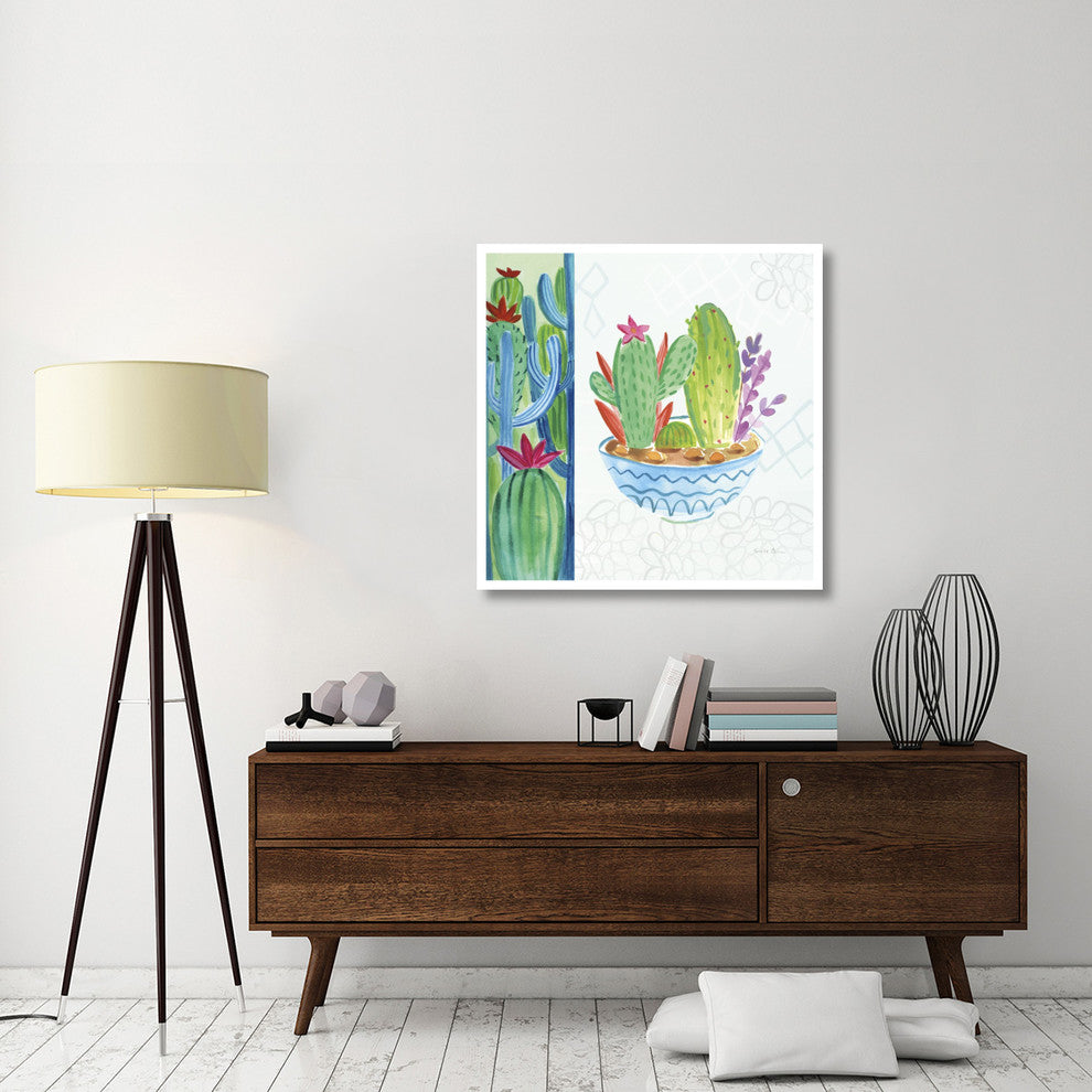 "Cacti Garden II no Birds and Butterflies" Paper Print by Farida Zaman, 38"x38"