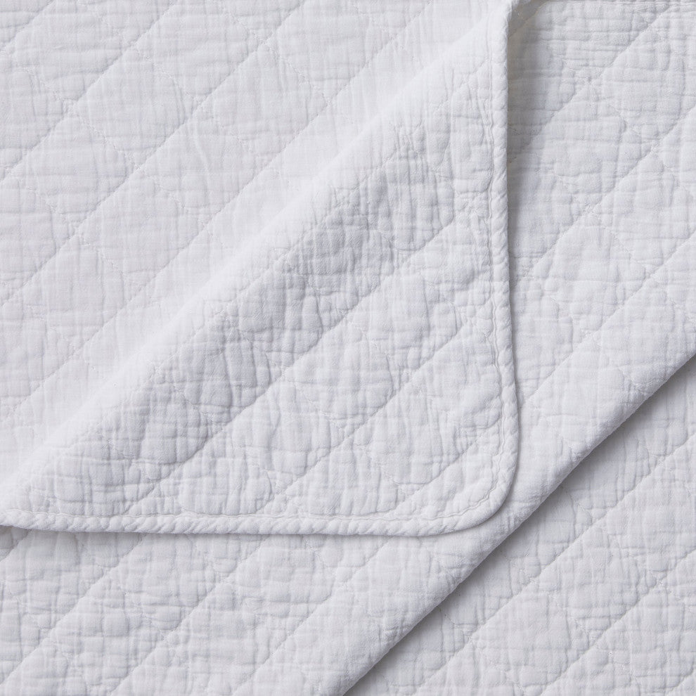 Stonewashed Cotton Gauze Quilt, 1PC, Vintage White, Twin