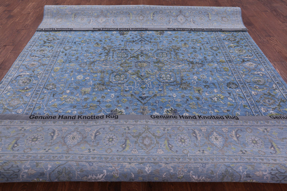 8' 8" X 11' 10" Persian Heriz Serapi Handmade Wool & Silk Rug - Q15537