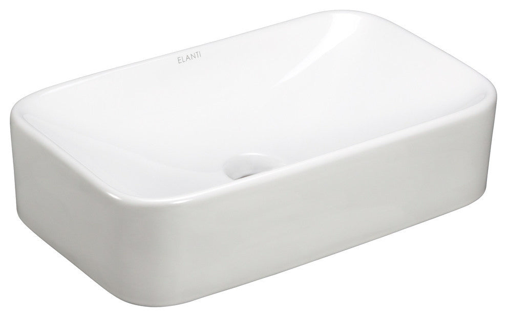 Porcelain White Vessel Curved Rectangle Sink