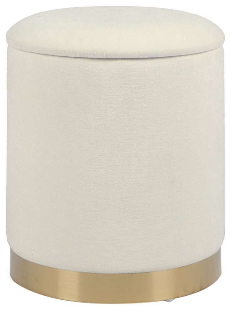Zoe Cream Chenille Storage Ottoman