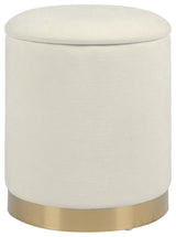 Zoe Cream Chenille Storage Ottoman