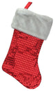 18" Red Sequined Traditional Christmas Stocking With Iridescent Plush White Cuff
