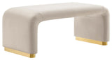 Koda Performance Velvet Waterfall Ottoman - Brass Almond