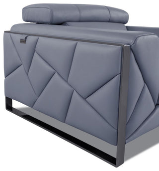 Mod Slate Blue Leather and Chrome Deco Accent Chair