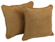 18" Double Corded Solid Microsuede Square Throw Pillows Inserts, Set of 2, Camel