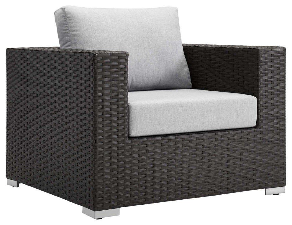 Sojourn Outdoor Patio Sunbrella Armchair, Canvas Gray