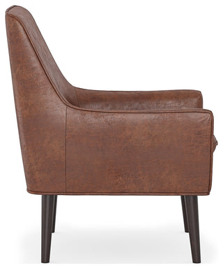 Robson Accent Chair, Faux Leather, Distressed Saddle Brown